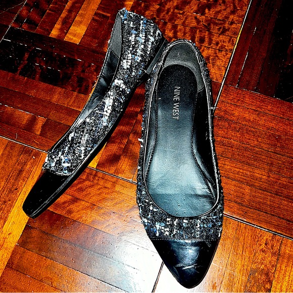 LAST CALL 3/$10 Nine West Sabineo Flats Black & Blue Size 7 FINAL PRICE - Picture 2 of 10